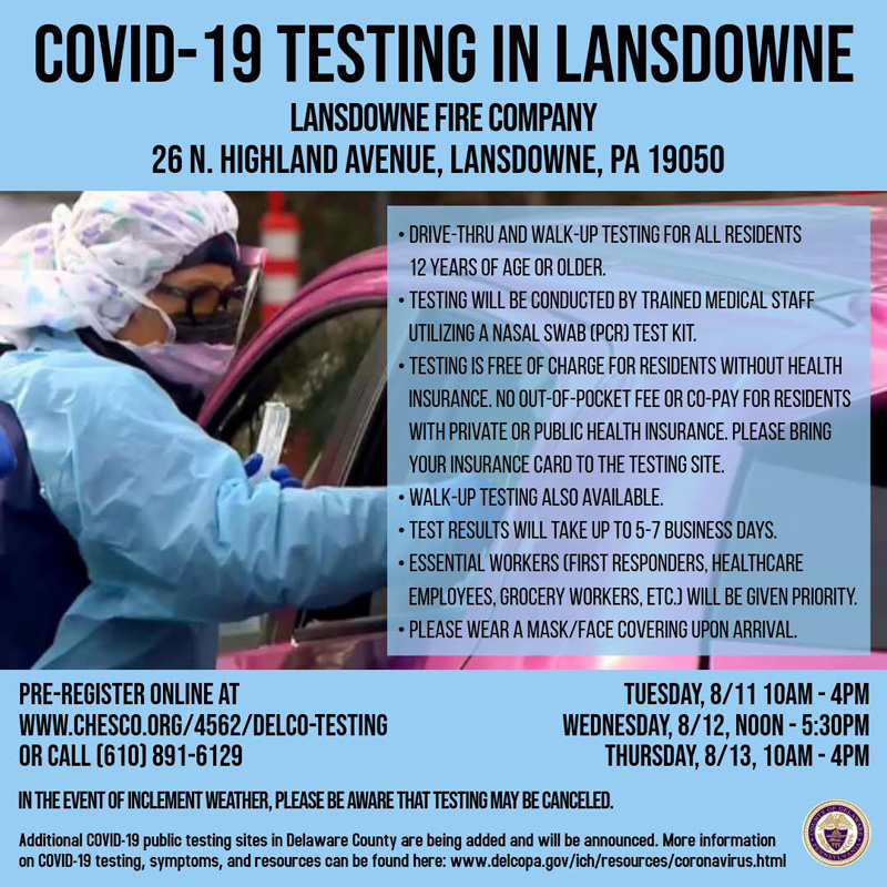 August Covid testing in Lansdowne